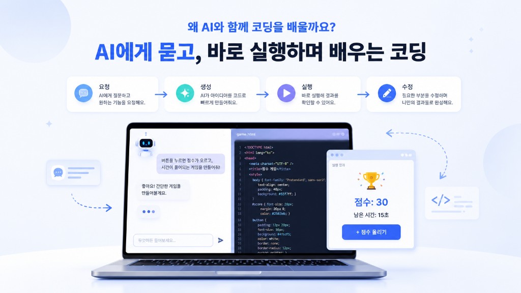 요청 → 생성 → 실행 → 수정 흐름으로 AI와 함께 배우는 코딩