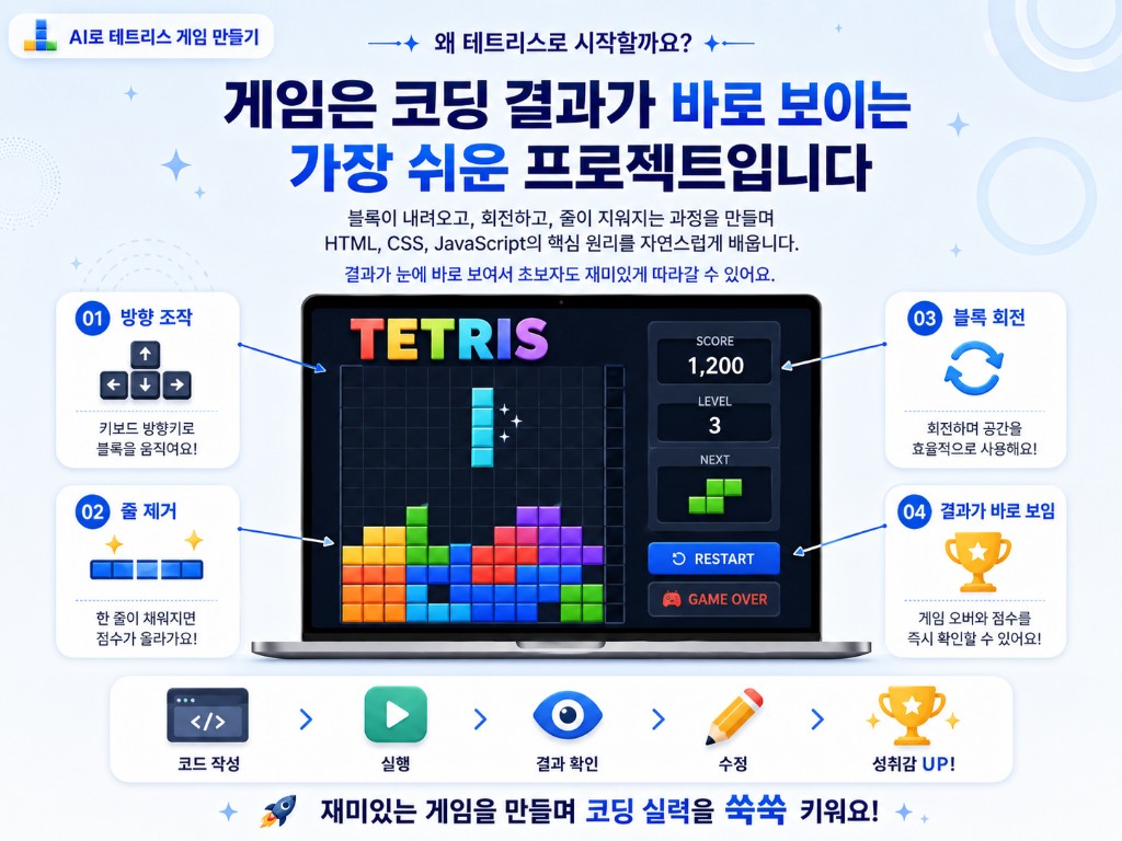 테트리스는 코딩 결과가 바로 보이는 가장 쉬운 프로젝트